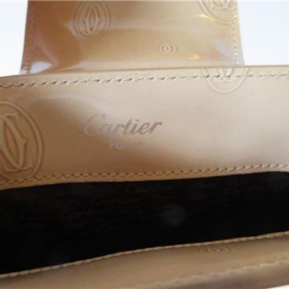 CARTIER PARIS BEIGE ENAMEL CALF HANDBAG * - Picture 5 of 5